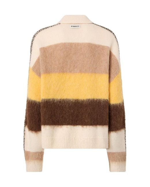 Pinko Orange Striped Crystal-Embellished Sweater