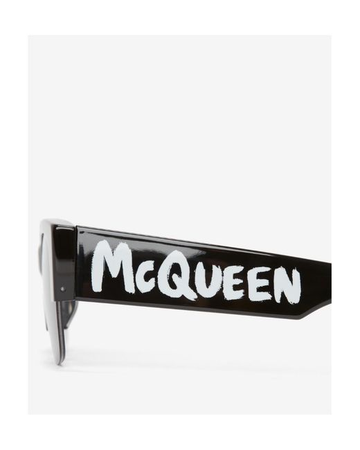 McQueen White Eyewear Logo Printed Sunglasses