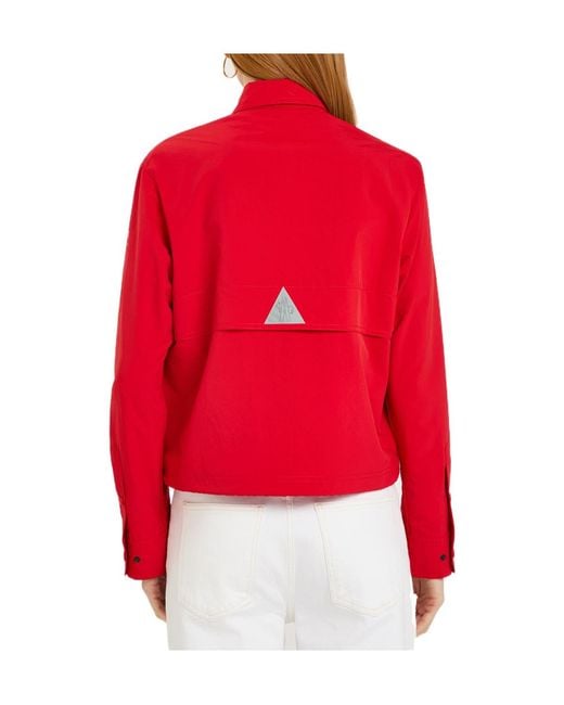 Moncler Red Logo-Appliquéd Cropped Shell Overshirt