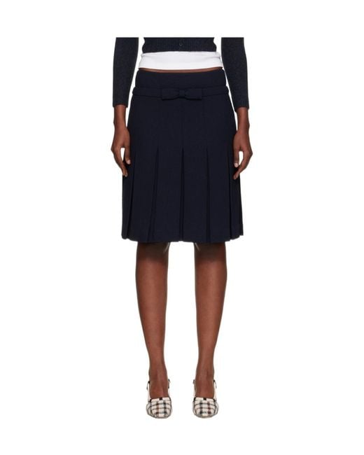ShuShu/Tong Blue Bow Waist Pleated Skirt