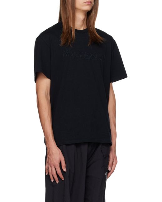 J.W. Anderson Blue Jw Anderson Logo Embroidered Short-Sleeved T-Shirt for men