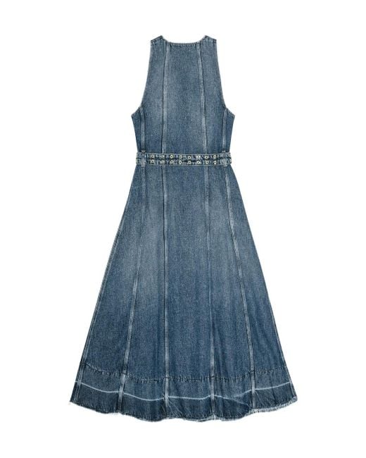 Ganni Blue Light Denim Belt Midi Dress