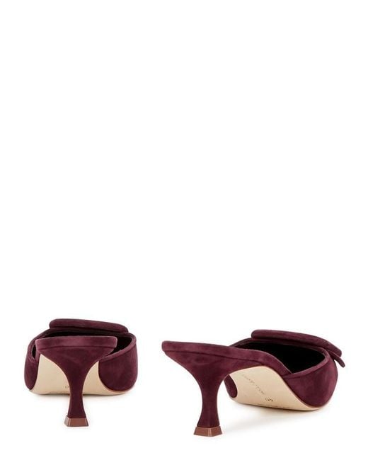 Manolo Blahnik Purple Maysale 50 Suede Mules