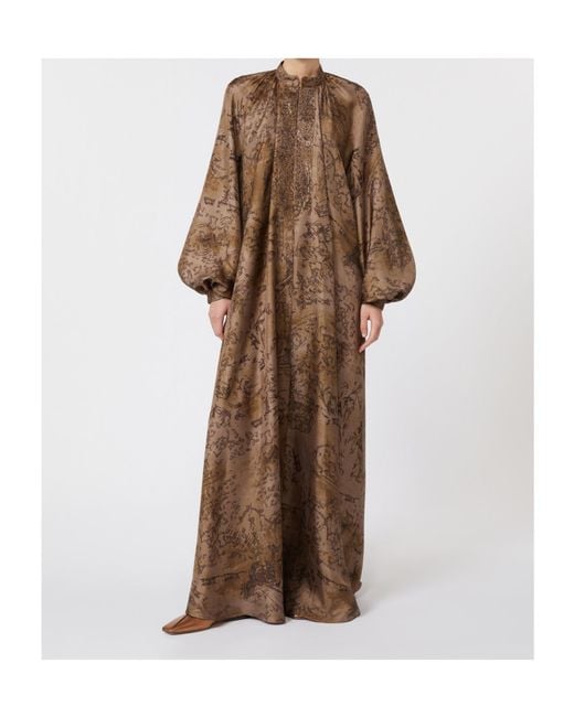 Max Mara Brown Mxmalpe Flared Printed Dress