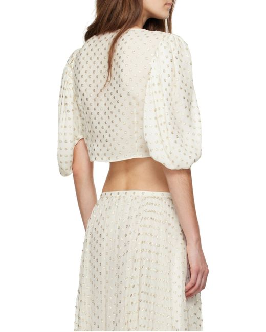 Chloé Natural Chloé Ruched Jacquard Cropped Top