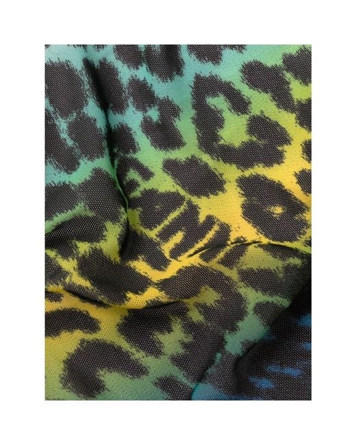 Ganni Green Leopard-Print Mini Dress