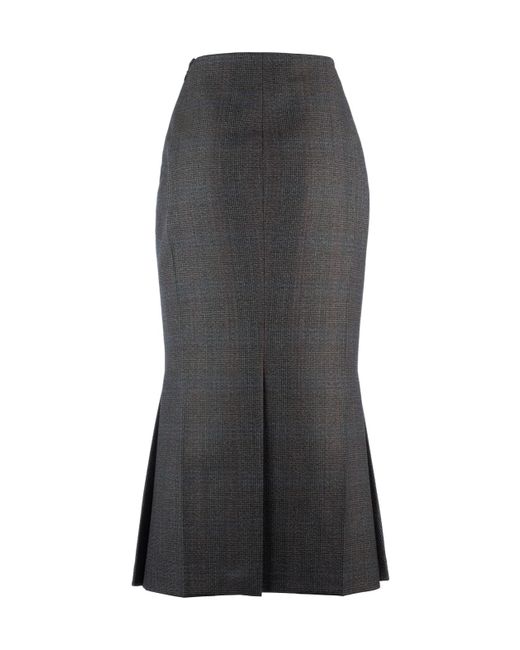 Prada Gray Wool Flared Skirt