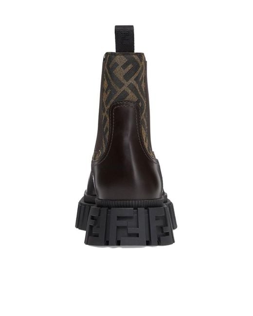 Fendi Brown Force Panelled Chelsea Boots for men