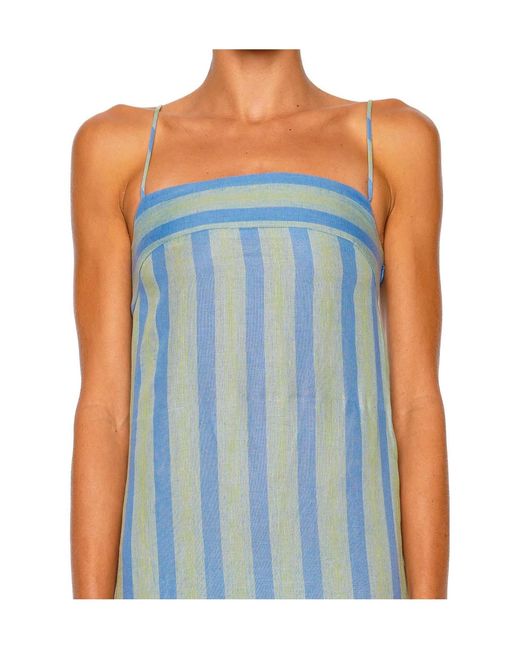 Staud Blue Striped Linen Maxi Dress