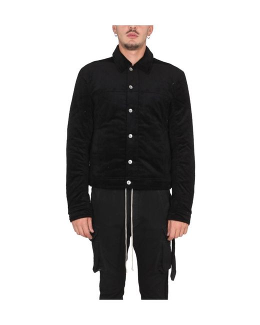 Rick Owens Black Button-Down Corduroy Worker Jacket for men