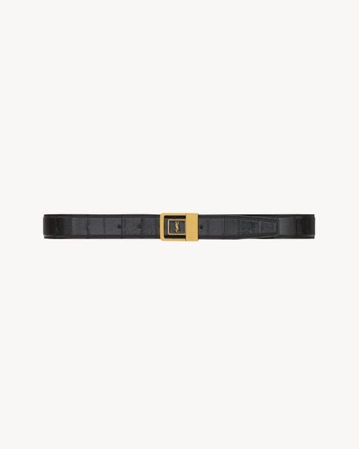 Saint Laurent White Square Buckle Belt