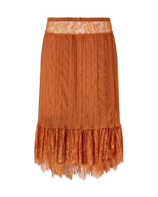 Pinko Orange Drawstring Midi Skirt