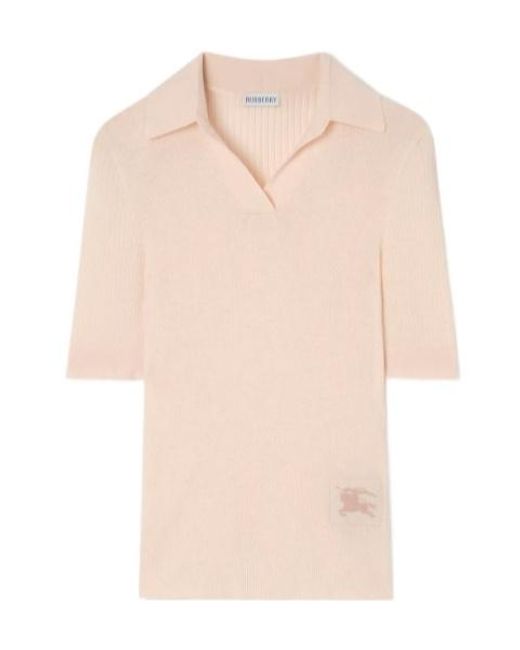 Burberry Natural Rain Short-Sleeve Knitted Top