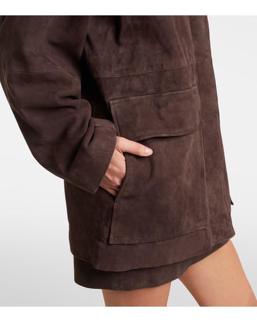 ROTATE BIRGER CHRISTENSEN Brown High Collar Long Sleeve Leather Jacket