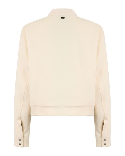Herno Natural Cropped Button-Pocket Jacket