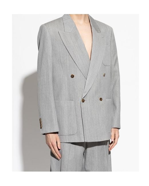 Amiri Gray Double Breasted Long Sleeved Blazer for men