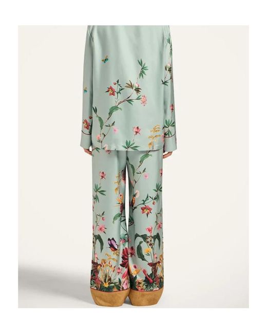 LaDoubleJ Green La Doublej Floral Wide-Leg Pants