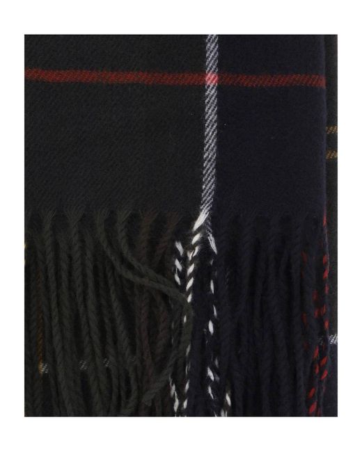 Barbour Black Check-Pattern Fringed Scarf