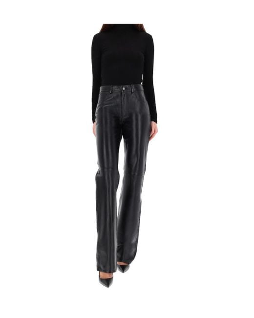 Haikure Blue Leather-Panel Jeans