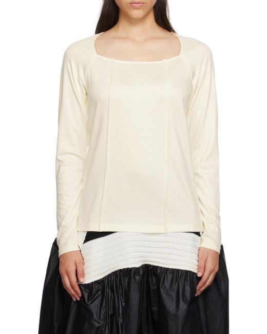 Issey Miyake White Pleated Long-Sleeved T-Shirt