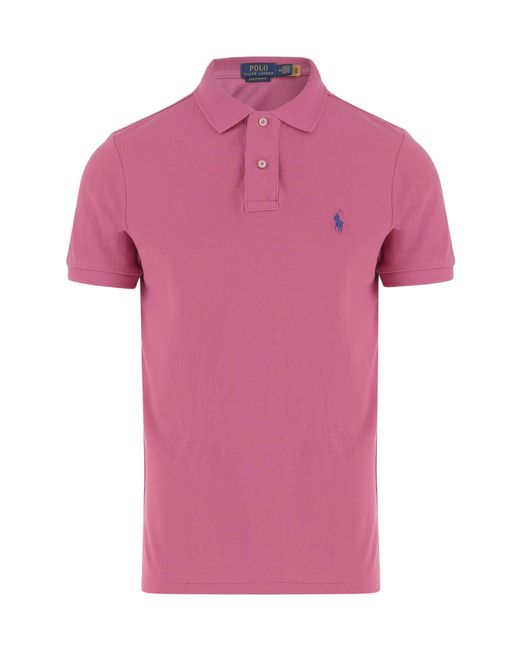 Polo Ralph Lauren Pink Logo-Embroidered Straight Hem Polo Shirt for men