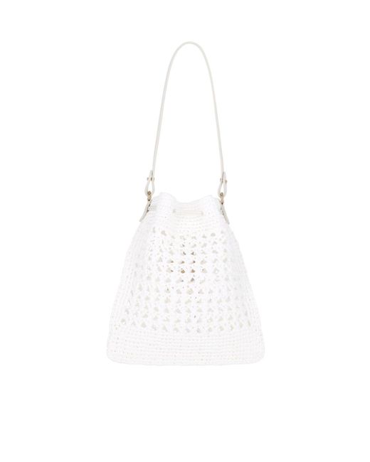 Miu Miu White Woven Fabric Mini-Bag