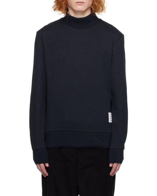 Thom Browne Blue High-Neck Knitted Sweater for men
