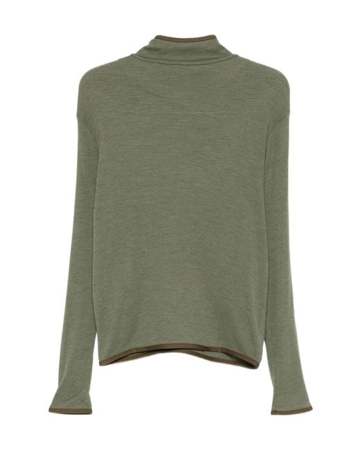 RANRA Green Half-Zip Wool Blend Knit Sweater for men