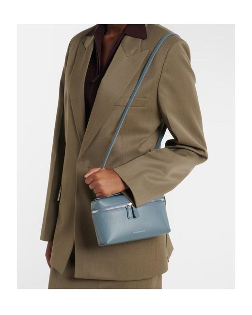 Victoria Beckham Blue Logo-Embellished Zip-Fastening Shoulder Bag