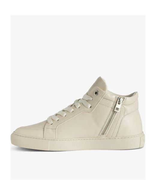 Zadig & Voltaire Natural Mid Fly On Lace-Up Sneakers