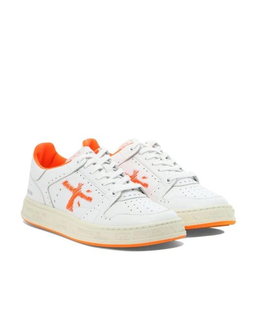 Premiata White Lace-Up Low-Cut Skate Shoes for men