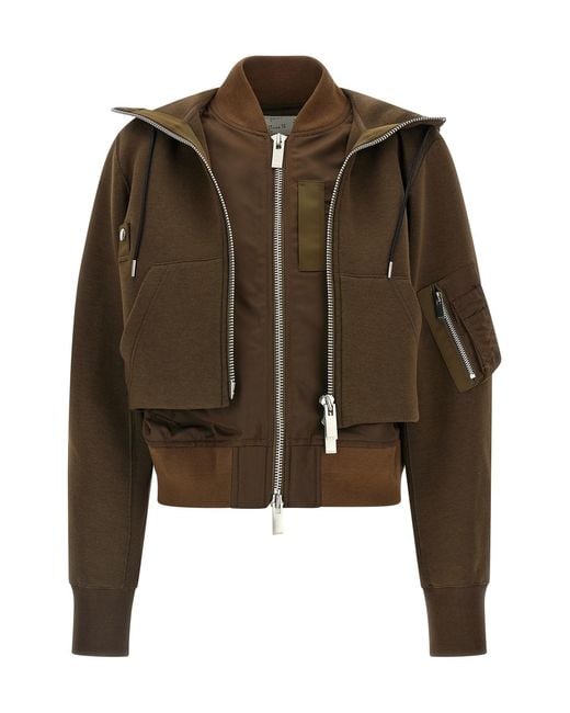 Sacai Brown Long-Sleeve Bomber Jacket