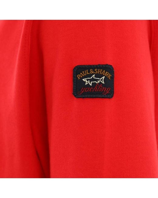 Paul & Shark Red Pull Rope Hooded Sweater for men