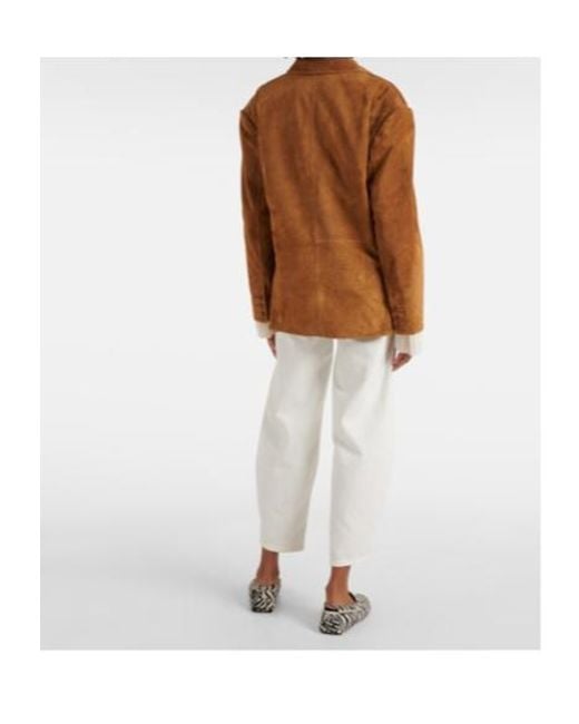 Staud Brown Corrine Single-Breasted Suede Jacket