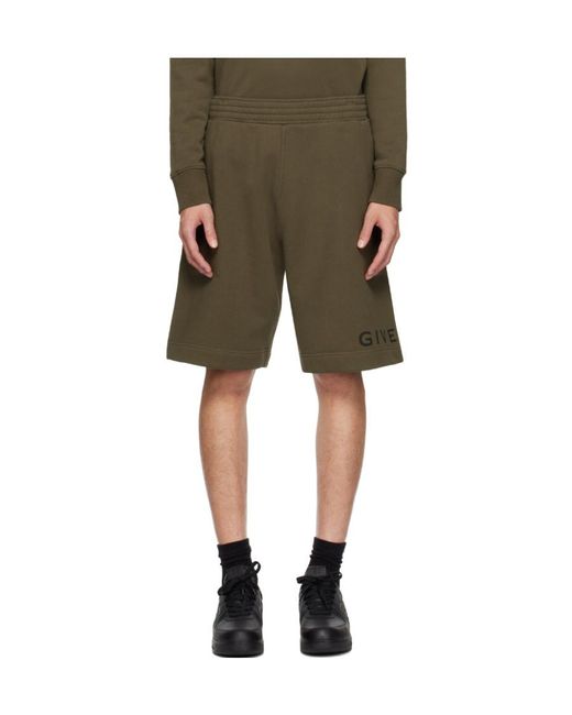 Givenchy Green Logo Printed Bermuda Shorts for men