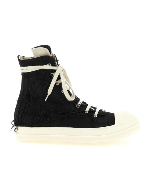 Rick Owens Black Round Toe Lace-Up Sneakers for men