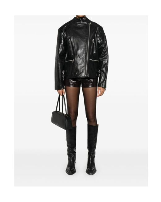 Twinset Black Leather Biker Jacket