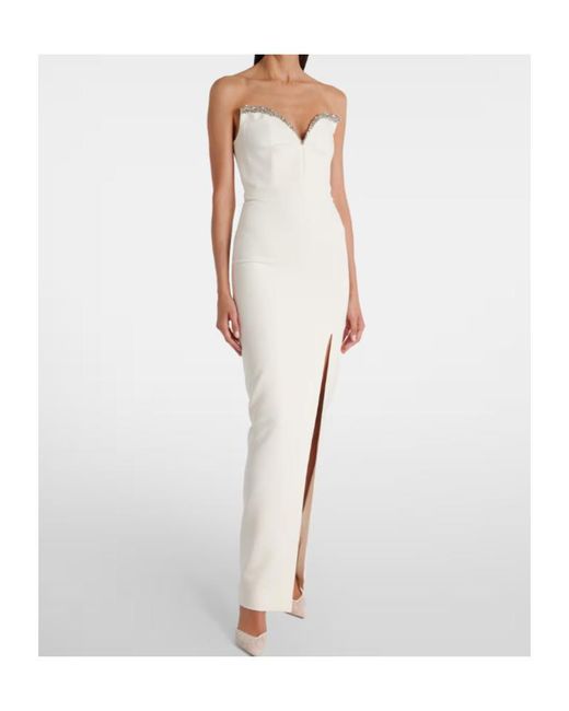 Roland Mouret White Embellished Strapless Crêpe Gown