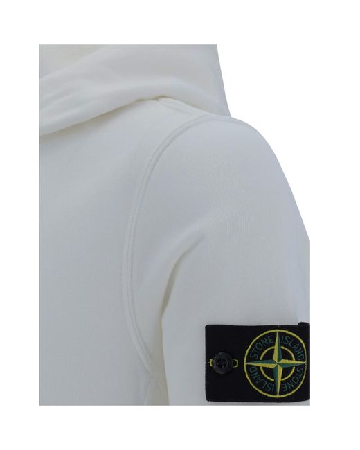 Stone Island Gray Logo Patch Drawstring Hoodie for men