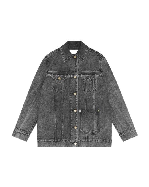 Ganni Gray Buttoned Denim Jacket