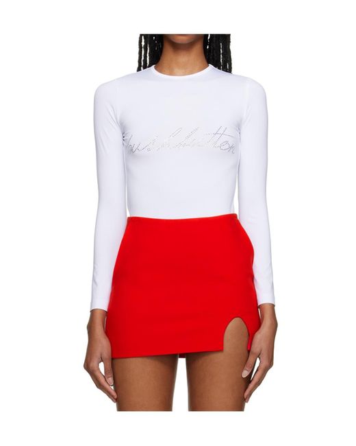 Pushbutton Red Crew Neck Long-Sleeved T-Shirt