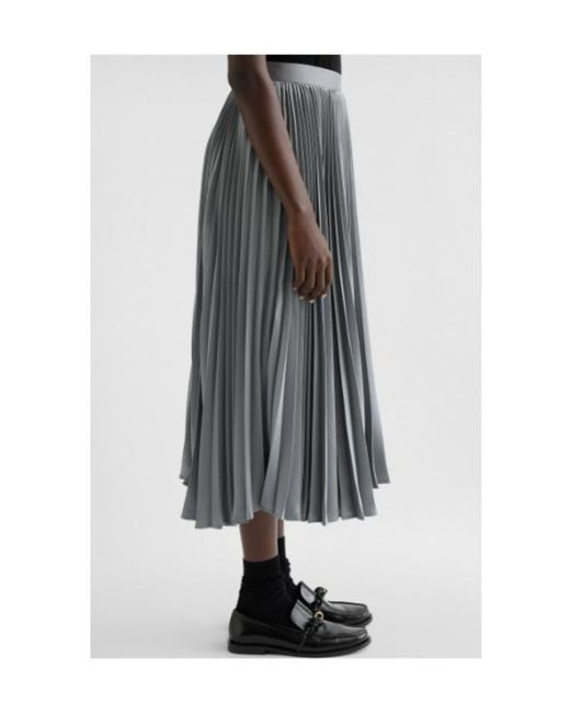 Jil Sander Gray Pleat Detailed Midi Skirt