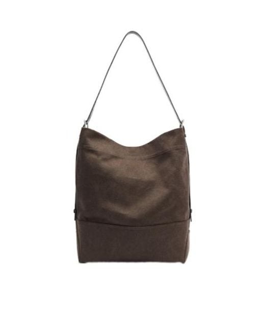 Lemaire Brown Belted Medium Cotton Canvas Tote Bag
