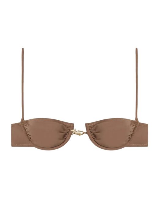 Reina Olga Brown Spaghetti Straps Bikini Top