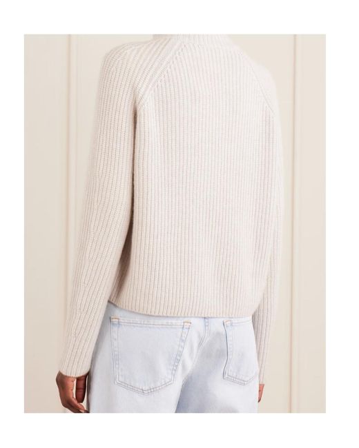 Lisa Yang White Sadie Ribbed Cashmere Cardigan
