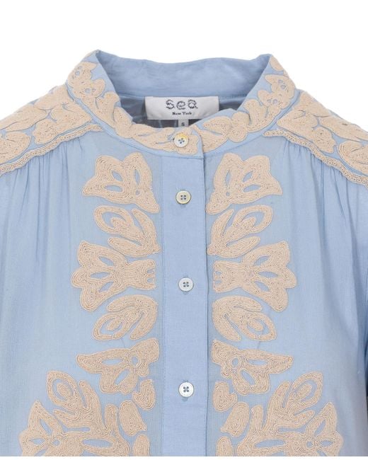 Sea Blue Alexandra Embroidered Mini Dress