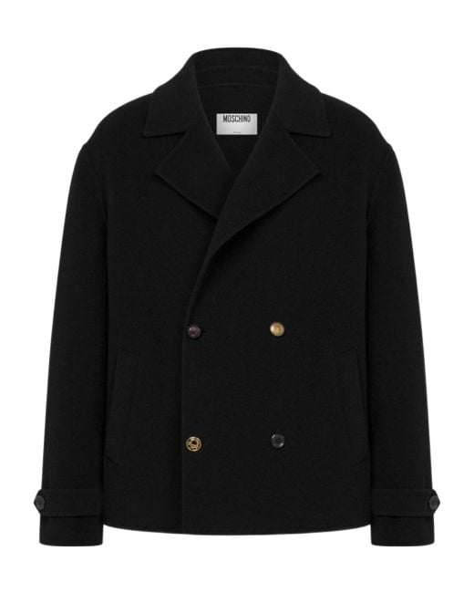 Moschino Black Double-Breasted Coat for men