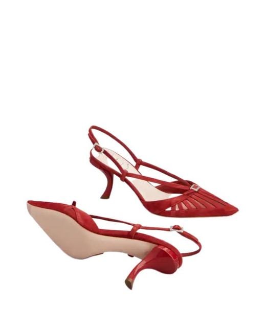 Roger Vivier Red Escarpins Dorsay Virgule En Cuir Velours