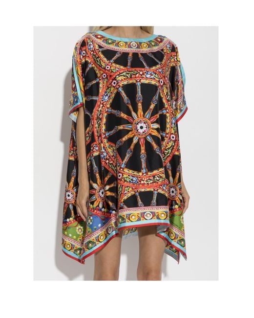 Dolce & Gabbana Multicolor Carretto-Printed Kaftan Dress
