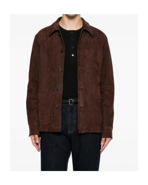 Tagliatore Brown Long-Sleeved Shirt Jacket for men